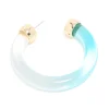 Translucent & Light Blue Ombre Large Open Hoop Earrings