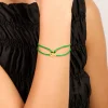 Waterproof Gold Plated Stainless Steel & Green Cord Adjustable Bracelet
