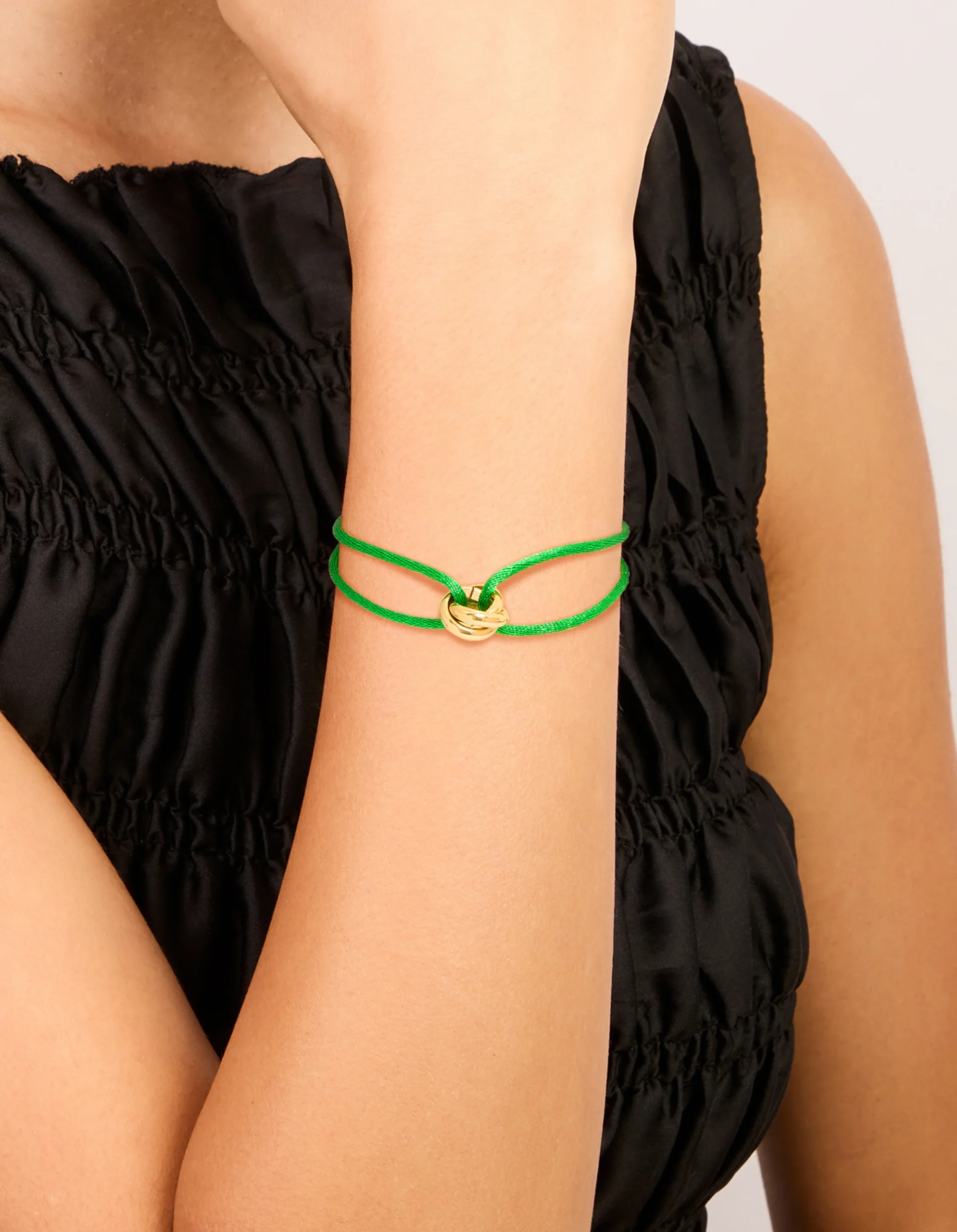 Waterproof Gold Plated Stainless Steel & Green Cord Adjustable Bracelet