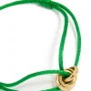 Waterproof Gold Plated Stainless Steel & Green Cord Adjustable Bracelet