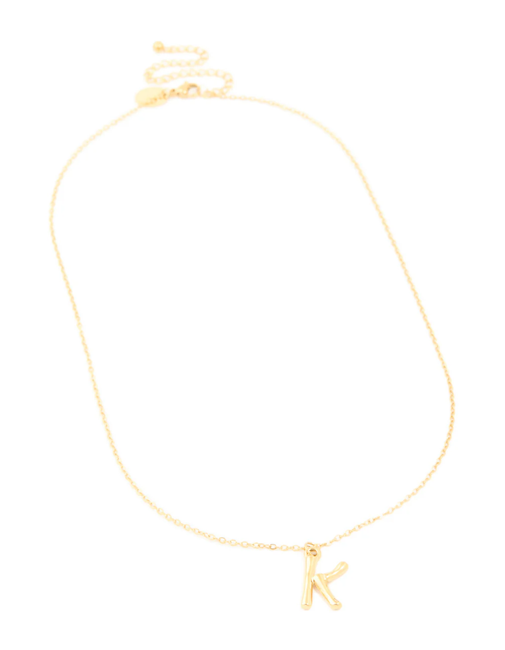 Waterproof Gold Plated Stainless Steel Bamboo Letter K Necklace
