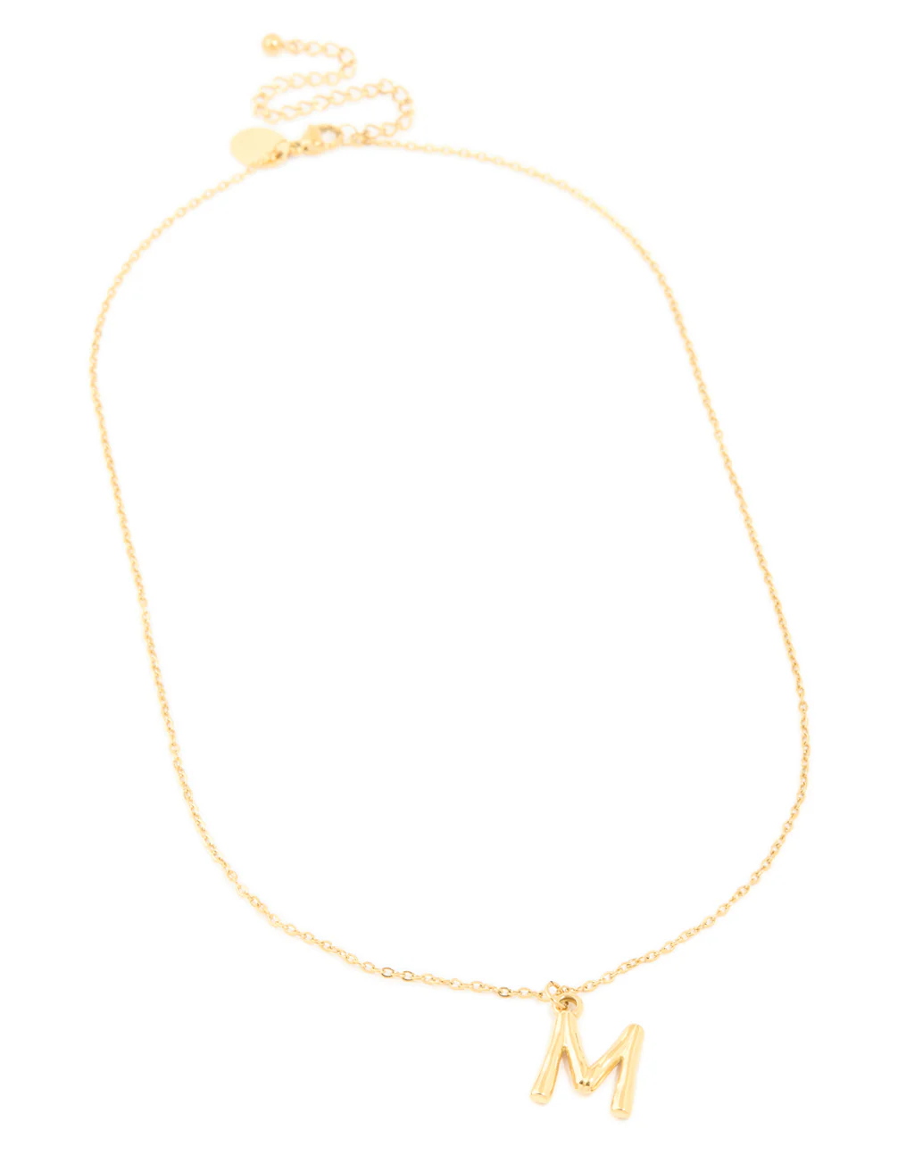 Waterproof Gold Plated Stainless Steel Bamboo Letter M Necklace