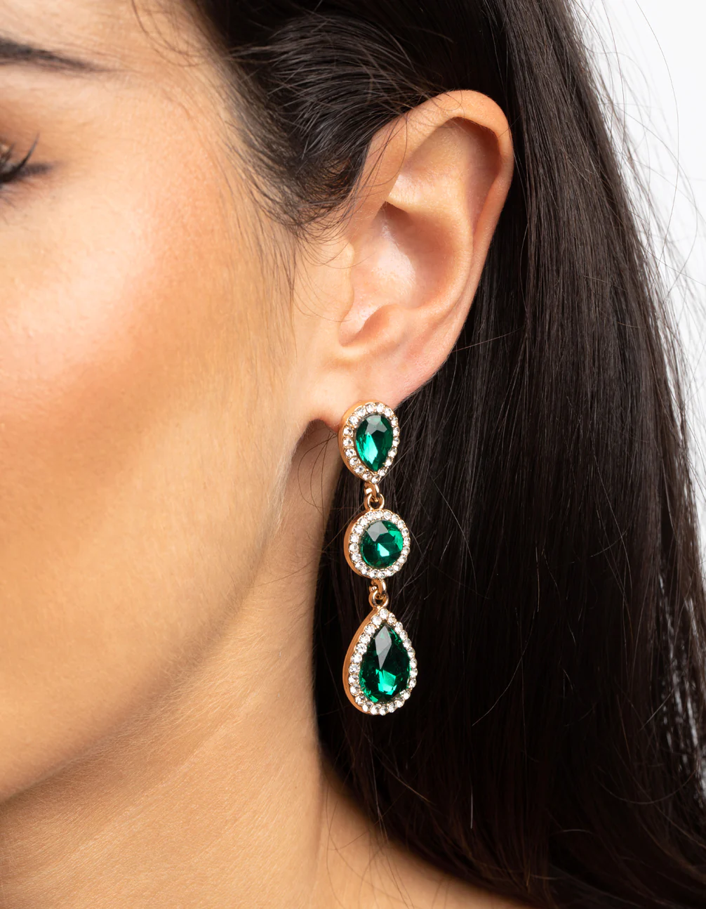 113-green-diamante-circle-teardrop-earrings-1.webp Green Diamante Circle & Teardrop Earrings