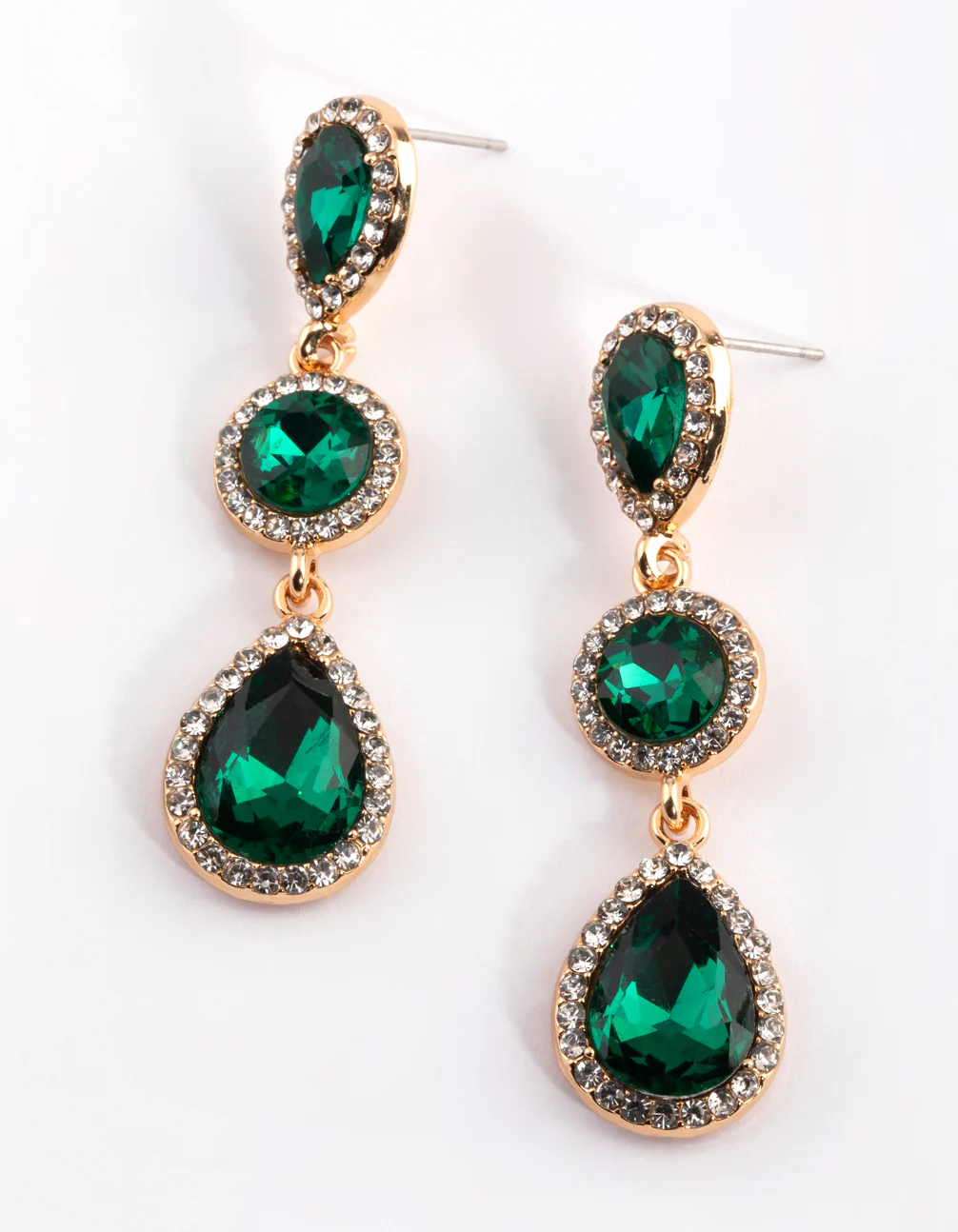 113-green-diamante-circle-teardrop-earrings-2.webp Green Diamante Circle & Teardrop Earrings