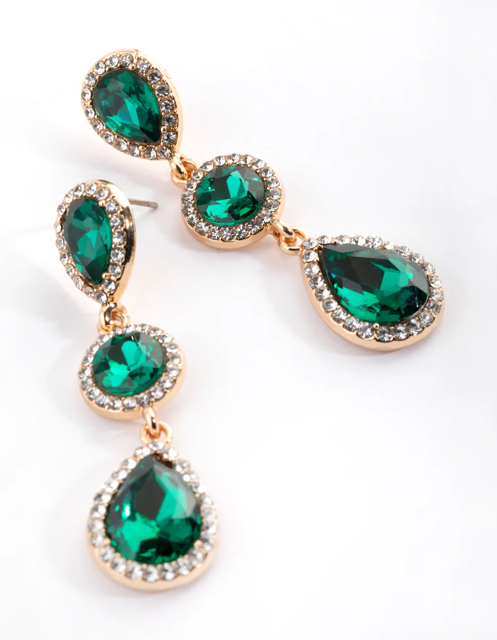 113-green-diamante-circle-teardrop-earrings-3.webp Green Diamante Circle & Teardrop Earrings