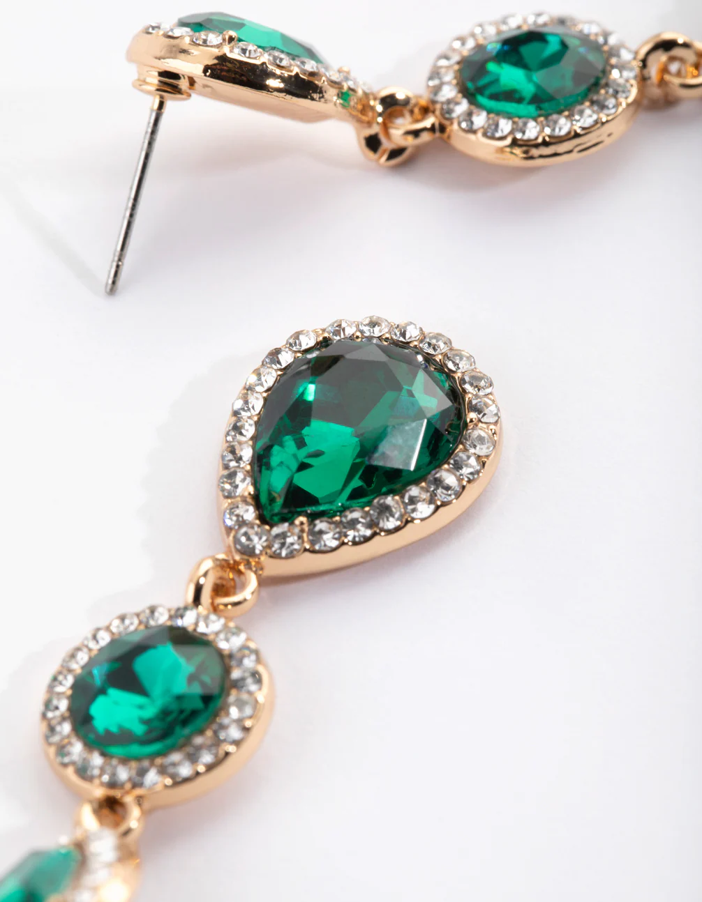 113-green-diamante-circle-teardrop-earrings-4.webp Green Diamante Circle & Teardrop Earrings