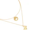 Waterproof Gold Plated Stainless Steel BFF Butterfly Layered Necklace