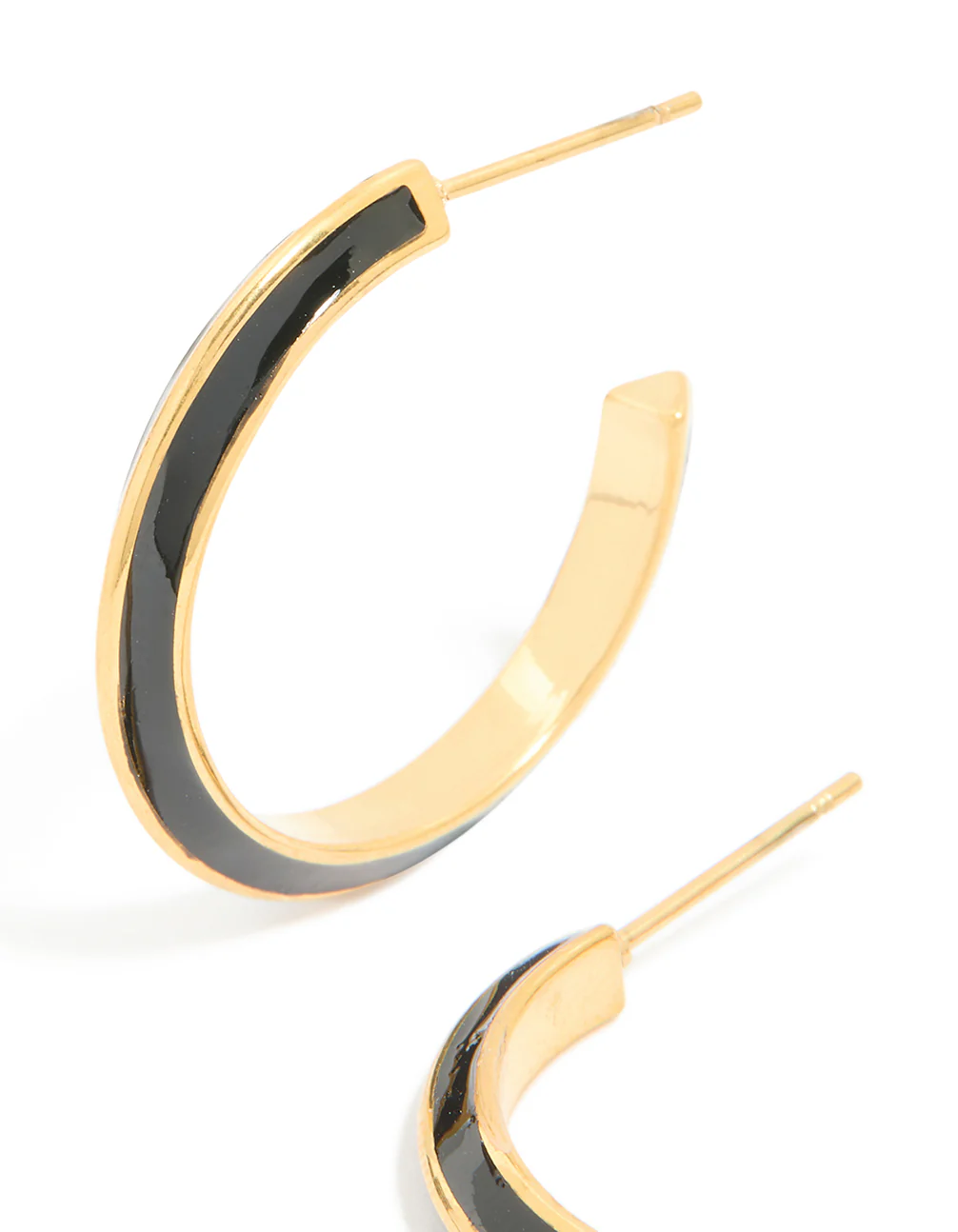 1132-waterproof-gold-plated-stainless-steel-black-enamel-stripe-hoop-earrings-4.webp Waterproof Gold Plated Stainless Steel Black Enamel Stripe Hoop Earrings