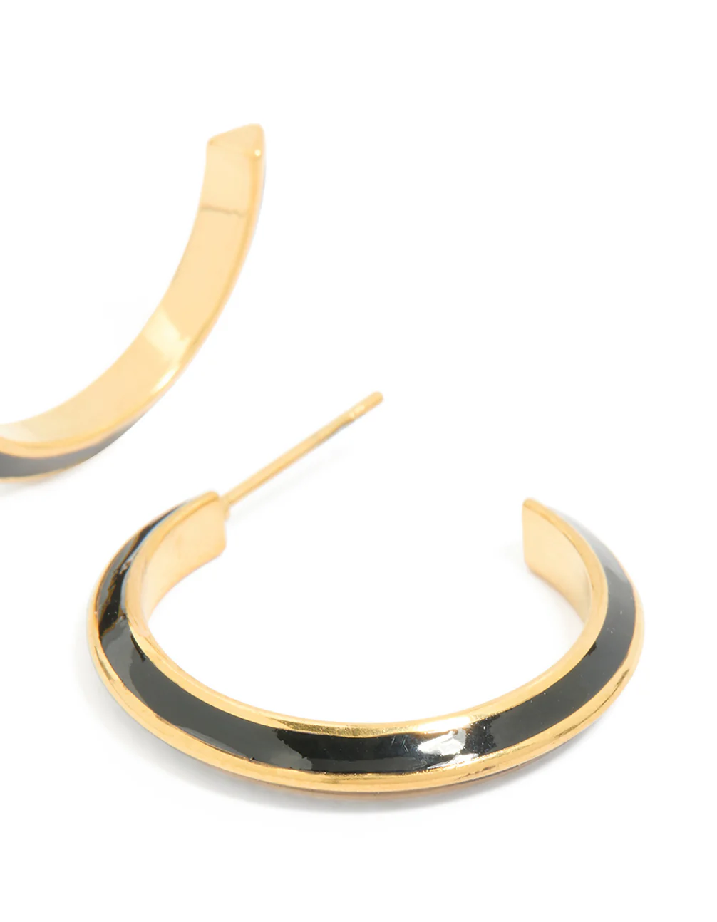 1132-waterproof-gold-plated-stainless-steel-black-enamel-stripe-hoop-earrings-5.webp Waterproof Gold Plated Stainless Steel Black Enamel Stripe Hoop Earrings