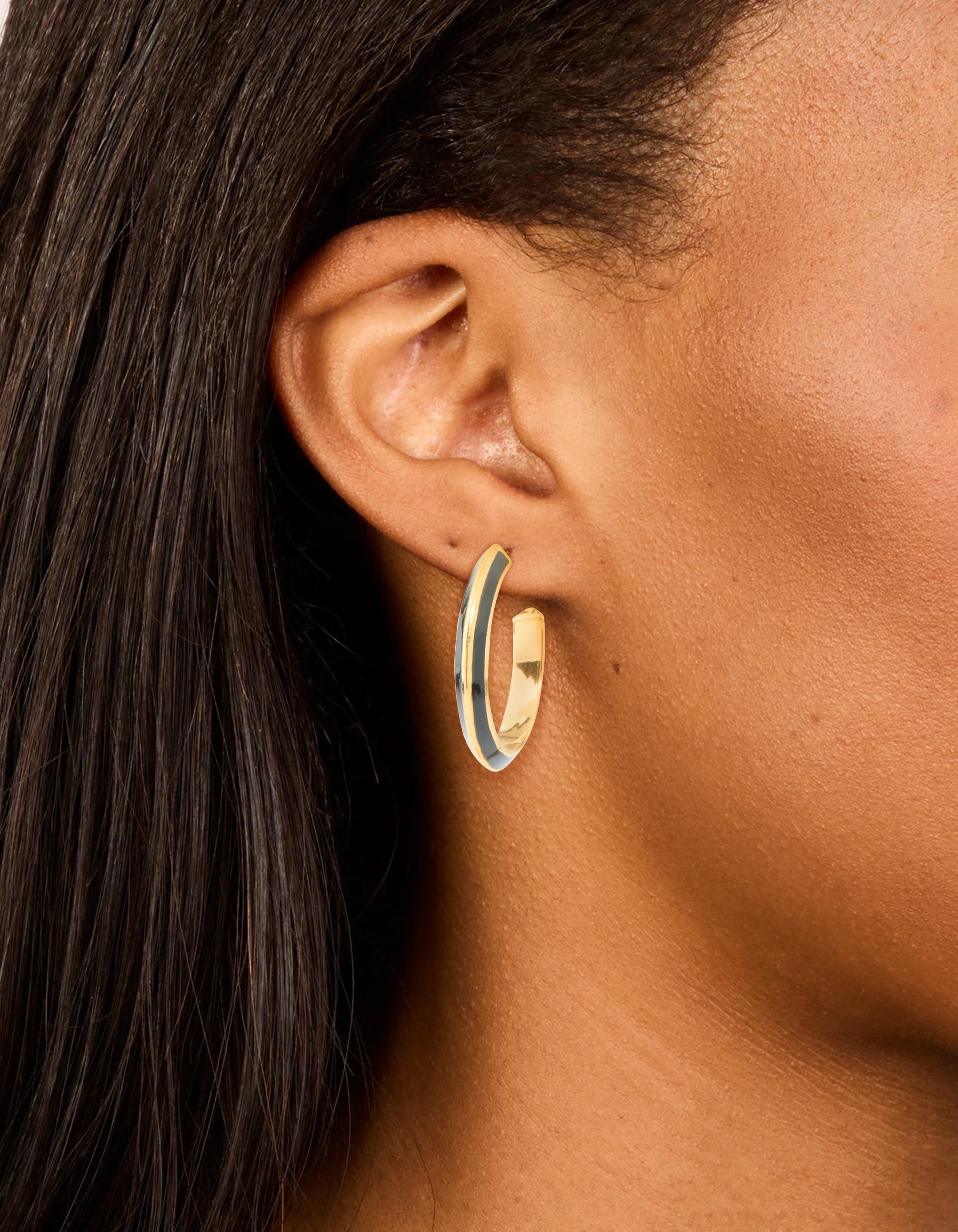 1132-waterproof-gold-plated-stainless-steel-black-enamel-stripe-hoop-earrings-6.webp Waterproof Gold Plated Stainless Steel Black Enamel Stripe Hoop Earrings