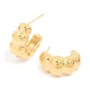 Waterproof Gold Plated Stainless Steel Bubble Croissant Hoop Earrings