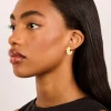 Waterproof Gold Plated Stainless Steel Bubble Croissant Hoop Earrings