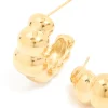 Waterproof Gold Plated Stainless Steel Bubble Croissant Hoop Earrings