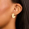 Waterproof Gold Plated Stainless Steel Bubble Croissant Hoop Earrings