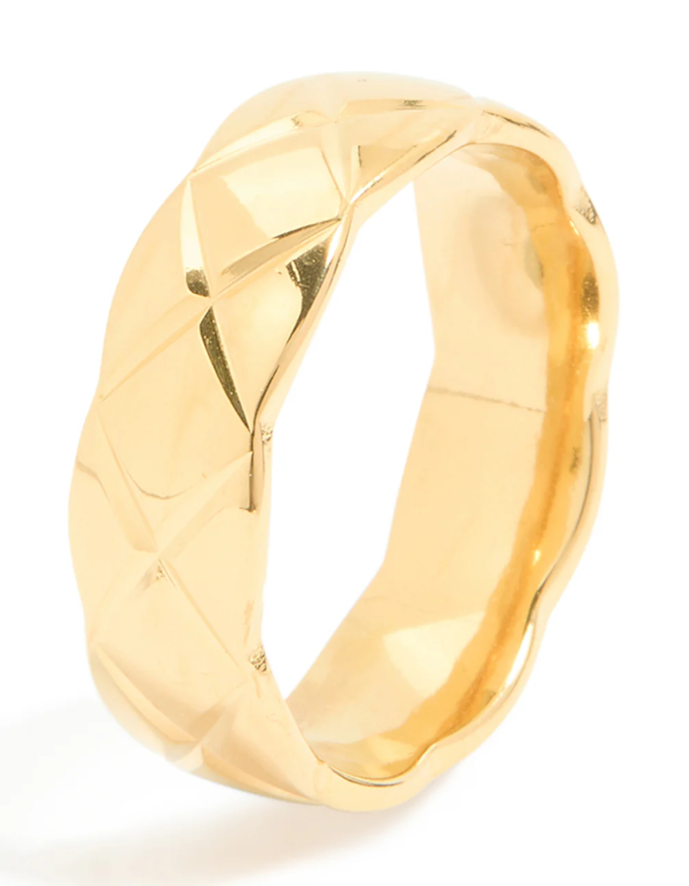 1137-waterproof-gold-plated-stainless-steel-crosshatch-ring-4.webp Waterproof Gold Plated Stainless Steel Crosshatch Ring