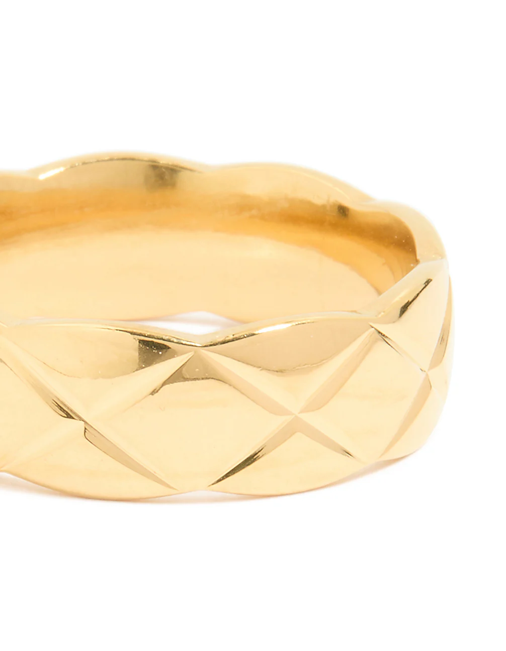 1137-waterproof-gold-plated-stainless-steel-crosshatch-ring-5.webp Waterproof Gold Plated Stainless Steel Crosshatch Ring