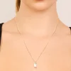 Waterproof Gold Plated Stainless Steel Cubic Zirconia Baguette Pendant Necklace