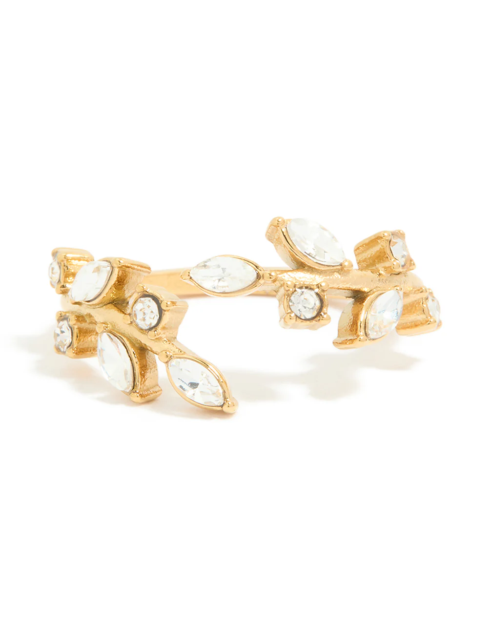 Waterproof Gold Plated Stainless Steel Cubic Zirconia Vine Wrap Ring