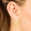 Waterproof Gold Plated Stainless Steel Dancing Starfish Stud Earrings
