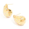 Waterproof Gold Plated Stainless Steel Diamante Teardrop Bubble Earrings