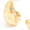 Waterproof Gold Plated Stainless Steel Diamante Teardrop Bubble Earrings