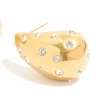 Waterproof Gold Plated Stainless Steel Diamante Teardrop Bubble Earrings