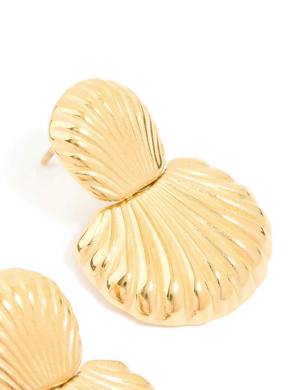 1156-waterproof-gold-plated-stainless-steel-double-shell-stud-drop-earrings-5.webp Waterproof Gold Plated Stainless Steel Double Shell Stud Drop Earrings