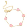 Waterproof Gold Plated Stainless Steel Light Pink Petal Flower Charm Bracelet