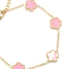 Waterproof Gold Plated Stainless Steel Light Pink Petal Flower Charm Bracelet