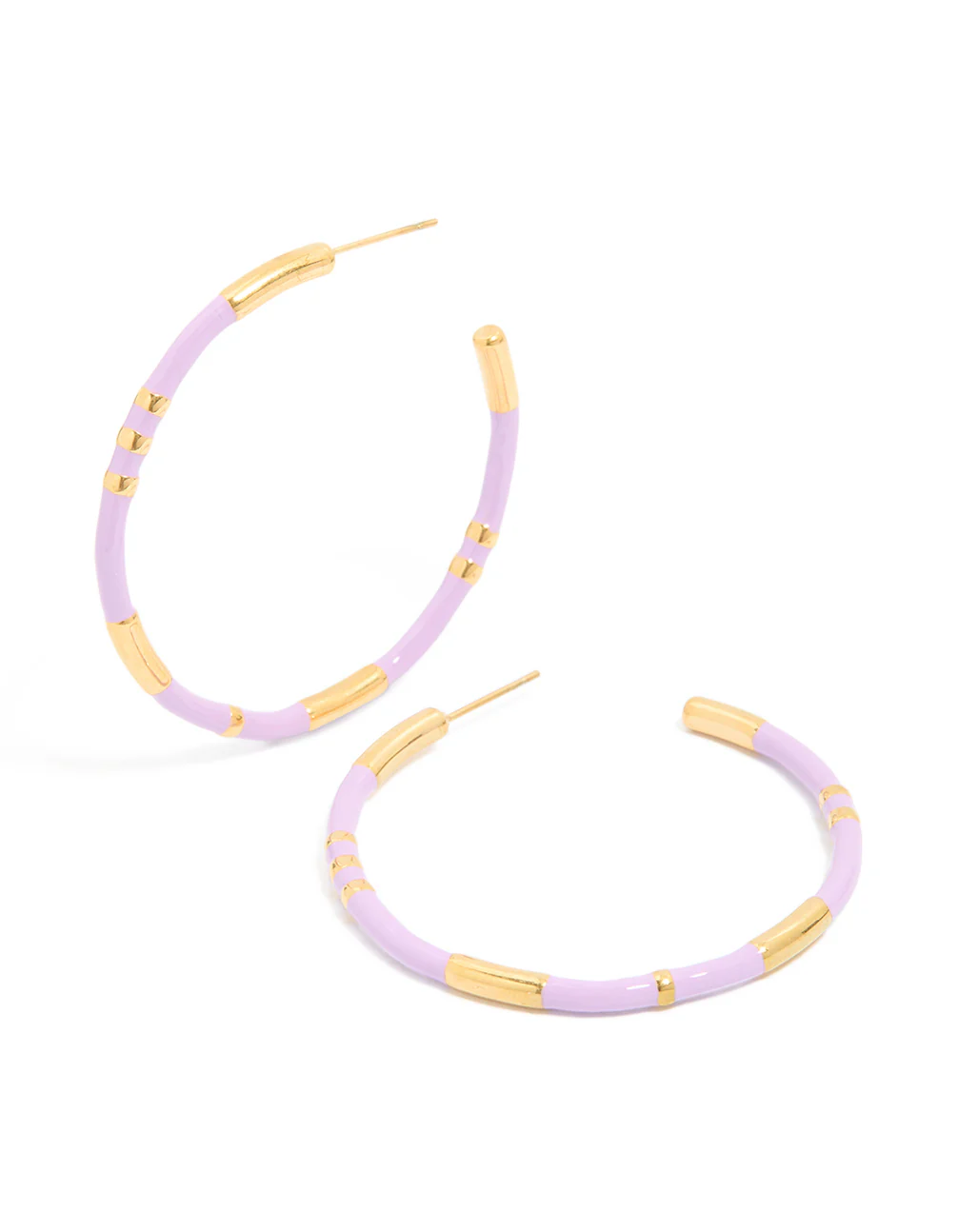 1163-waterproof-gold-plated-stainless-steel-lilac-enamel-hoop-earrings-1.webp Waterproof Gold Plated Stainless Steel Lilac Enamel Hoop Earrings
