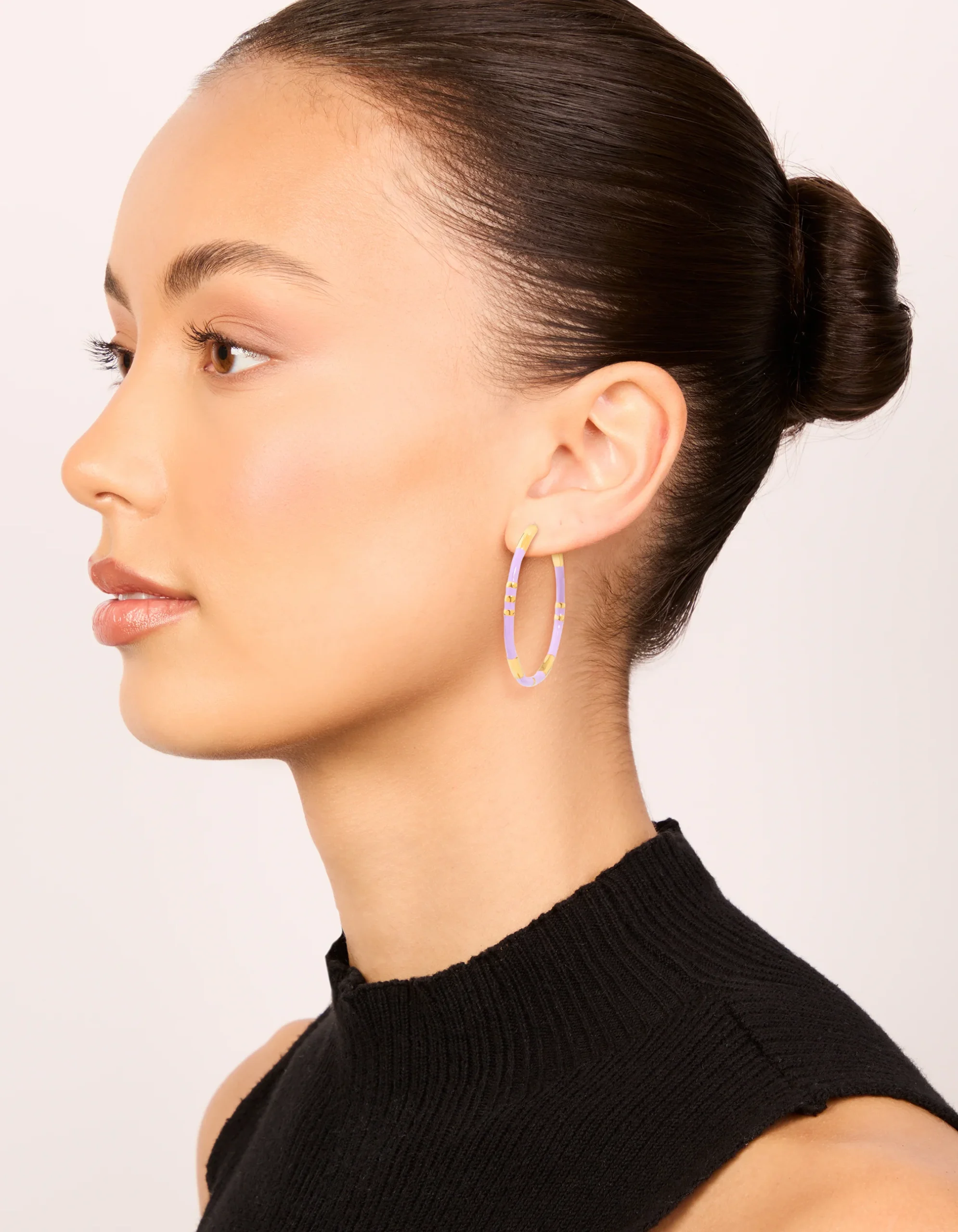1163-waterproof-gold-plated-stainless-steel-lilac-enamel-hoop-earrings-3.webp Waterproof Gold Plated Stainless Steel Lilac Enamel Hoop Earrings