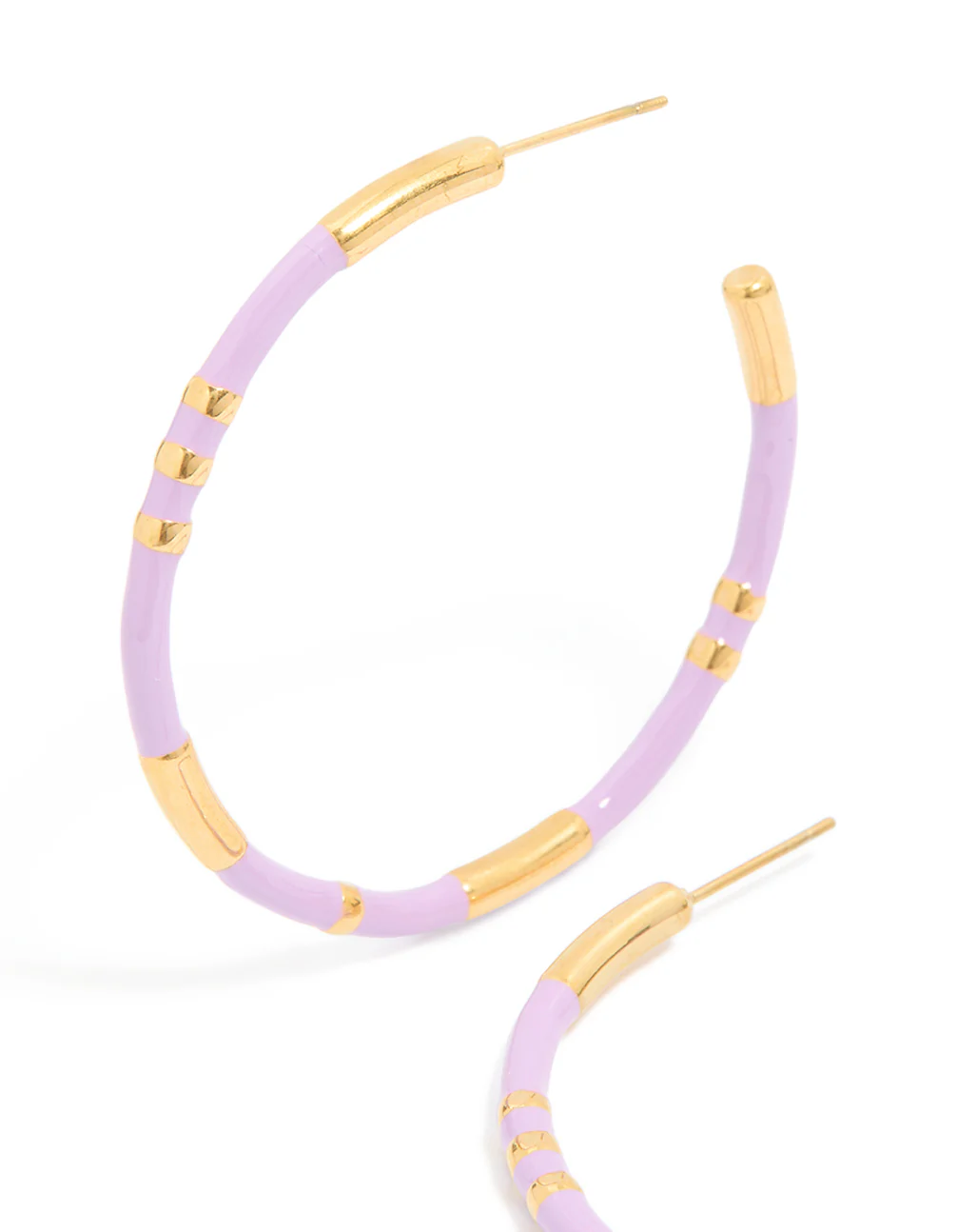 1163-waterproof-gold-plated-stainless-steel-lilac-enamel-hoop-earrings-4.webp Waterproof Gold Plated Stainless Steel Lilac Enamel Hoop Earrings