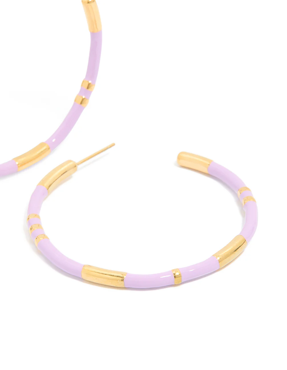 1163-waterproof-gold-plated-stainless-steel-lilac-enamel-hoop-earrings-5.webp Waterproof Gold Plated Stainless Steel Lilac Enamel Hoop Earrings