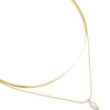 Waterproof Gold Plated Stainless Steel Marquise Cubic Zirconia Layered  Necklace