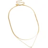 Waterproof Gold Plated Stainless Steel Marquise Cubic Zirconia Layered  Necklace