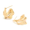 Waterproof Gold Plated Stainless Steel Molten Effect Hoop Earrings