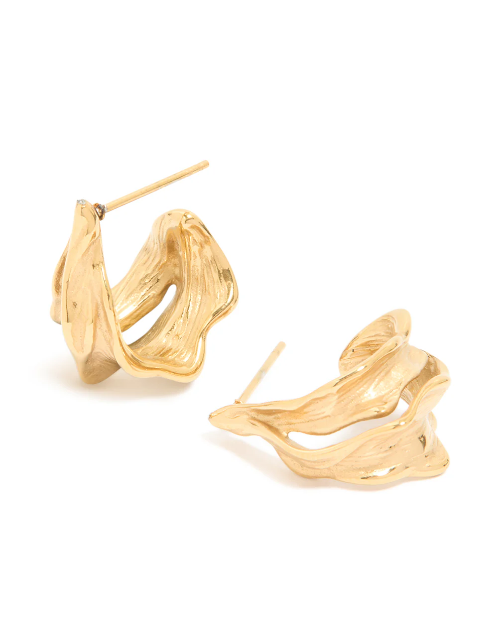 1167-waterproof-gold-plated-stainless-steel-molten-effect-hoop-earrings-1.webp Waterproof Gold Plated Stainless Steel Molten Effect Hoop Earrings