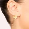Waterproof Gold Plated Stainless Steel Molten Effect Hoop Earrings
