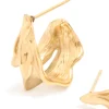Waterproof Gold Plated Stainless Steel Molten Effect Hoop Earrings