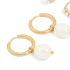 Waterproof Gold Plated Stainless Steel Pearl Detail Huggie Earrings 2-Pack
