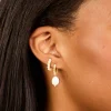 Waterproof Gold Plated Stainless Steel Pearl Detail Huggie Earrings 2-Pack