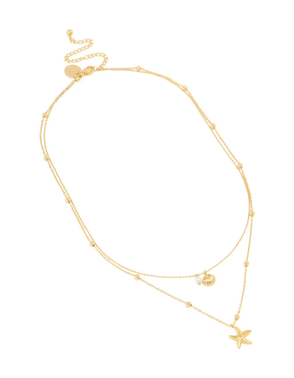 1181-waterproof-gold-plated-stainless-steel-star-shell-layered-necklace-2.webp Waterproof Gold Plated Stainless Steel Star & Shell Layered Necklace