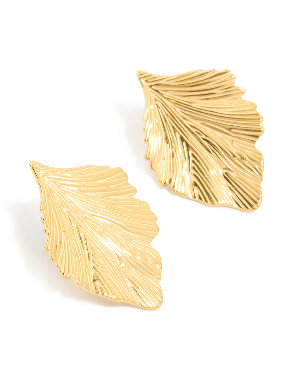 1183-waterproof-gold-plated-stainless-steel-textured-leaf-earrings-1.webp Waterproof Gold Plated Stainless Steel Textured Leaf Earrings