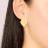 Waterproof Gold Plated Stainless Steel Textured Leaf Earrings
