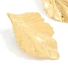 Waterproof Gold Plated Stainless Steel Textured Leaf Earrings