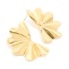 Waterproof Gold Plated Stainless Steel Wavy Fan Flower Stud Earrings