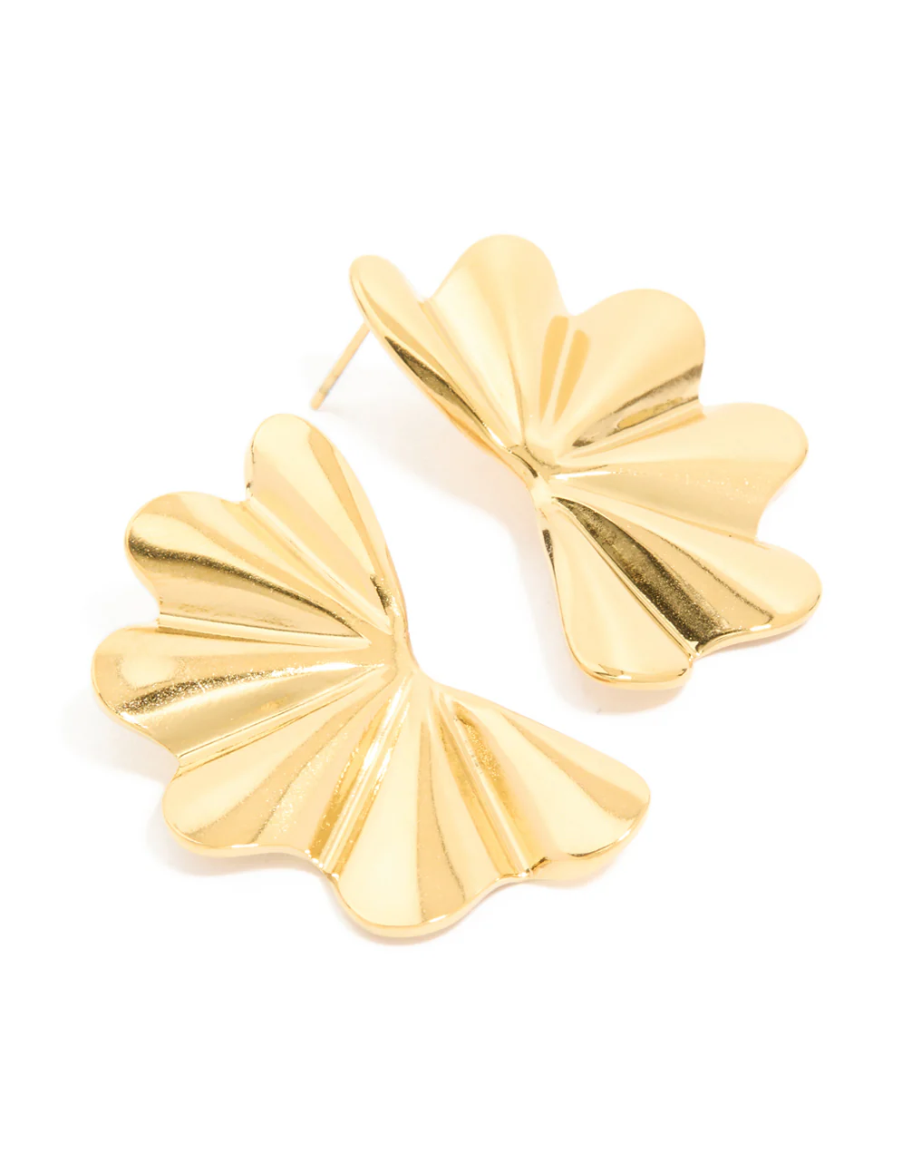 1188-waterproof-gold-plated-stainless-steel-wavy-fan-flower-stud-earrings-1.webp Waterproof Gold Plated Stainless Steel Wavy Fan Flower Stud Earrings