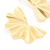 Waterproof Gold Plated Stainless Steel Wavy Fan Flower Stud Earrings