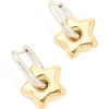 Waterproof Mixed Metals Plated Stainless Steel Small Star Huggie Earrings