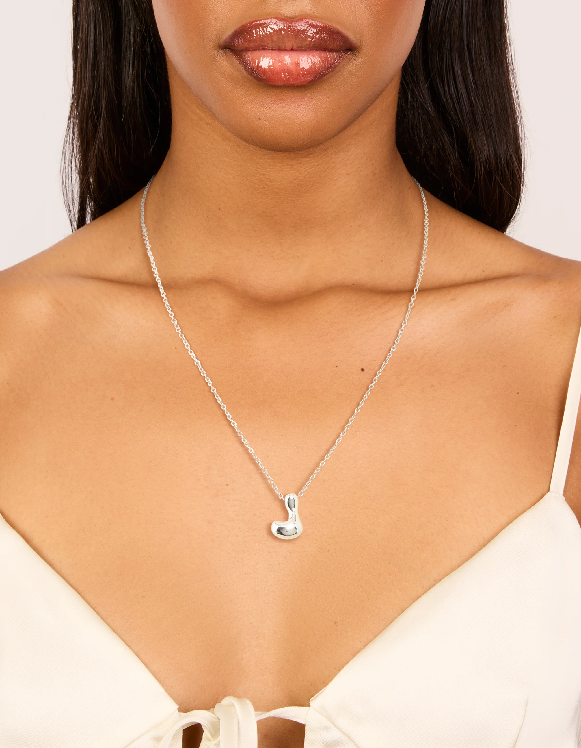 Waterproof Stainless Steel Large Bubble Letter L Necklace